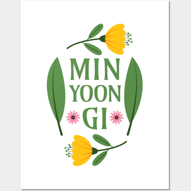 Min Yoongi - Suga Greenery Floral BTS Army - Min Yoon-gi Wall Art by Millusti